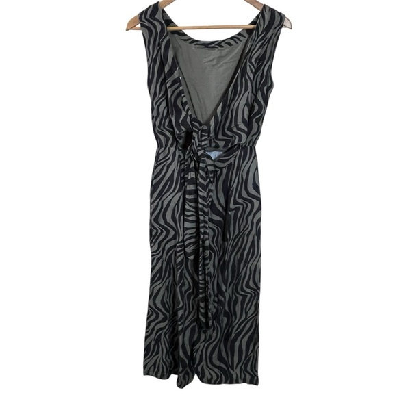 Anthropologie Linen Blend Corey Lynn Calter Onyx Wrap Jumpsuit in Zebra Size XS - Picture 9 of 9